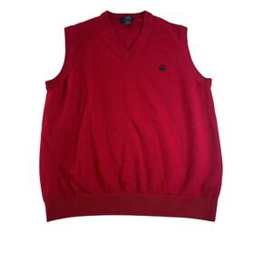 Brooks Brothers 346 Men's 100% Merino Wool Sweater Vest Old Money Red Size L